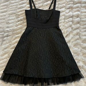 BCBGMaxAzria Black Lace Fit and Flare Black Cocktail Dress
